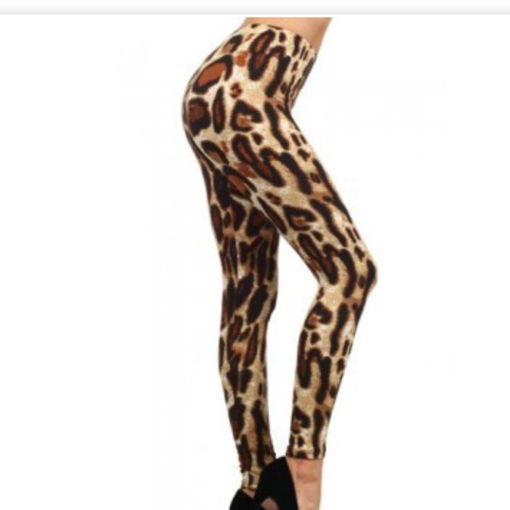 Jungle-Diva Brown Fleece Lined Leggings~ S/M